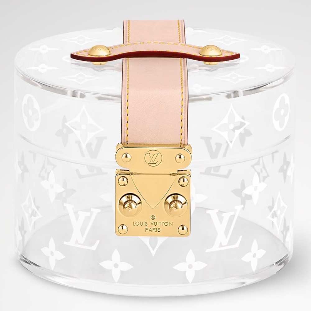 Authentic Louis Vuitton Clear Monogram Acrylic Vanity with Free Pink Scarf - Picture 2 of 7